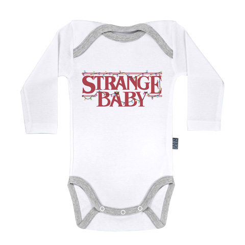 Strange Baby - Body Bébé manches longues - Coton - Blanc