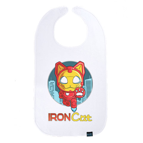 Iron Cat - Maxi bavoir Bébé - Coton Blanc