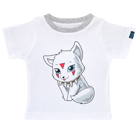 Princesse des loups - T-shirt Enfant manches courtes - Coton - Blanc col gris