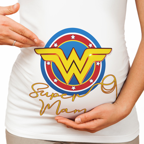 Super Maman - T-shirt de grossesse - Coton - Blanc