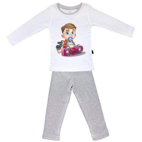 Bébé Marty - Pyjama Bébé manches longues - Coton - Gris Chiné Bébé Marty - Pyjama Bébé manches longues - Coton - Gris Chiné