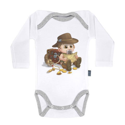 Un jour je serai un archéologue - Body Bébé manches longues - Coton - Blanc Un jour je serai un archéologue - Body Bébé manches longues - Coton - Blanc