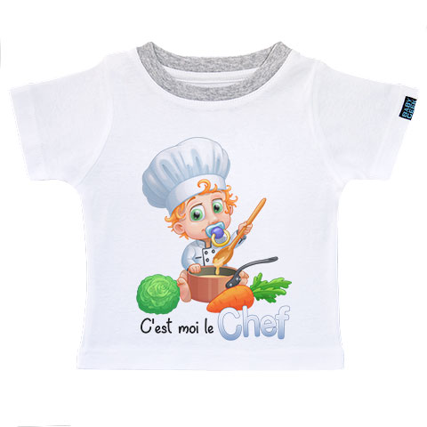 Un jour je serai un grand chef - T-shirt Enfant manches courtes - Coton - Blanc Un jour je serai un grand chef - T-shirt Enfant manches courtes - Coton - Blanc