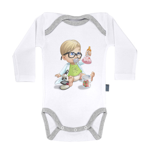 Un jour je serai un chercheur - Body Bébé manches longues - Coton - Blanc Un jour je serai un chercheur - Body Bébé manches longues - Coton - Blanc