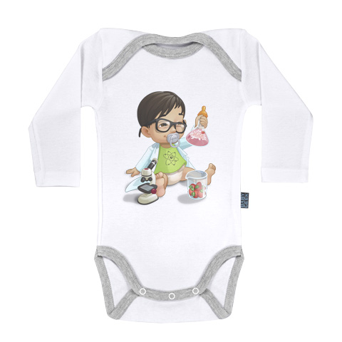 Un jour je serai un chercheur - Body Bébé manches longues - Coton - Blanc Un jour je serai un chercheur - Body Bébé manches longues - Coton - Blanc
