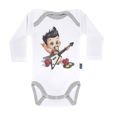Un jour je serai une rockstar - Body Bébé manches longues - Coton - Blanc Un jour je serai une rockstar - Body Bébé manches longues - Coton - Blanc
