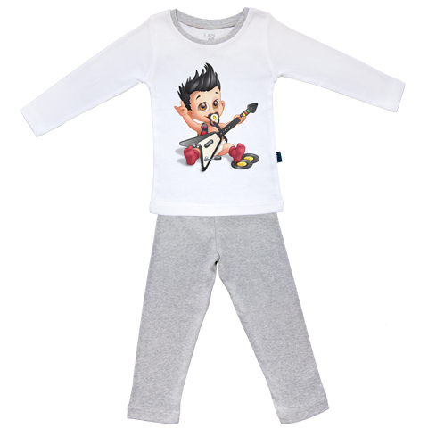 Un jour je serai une rockstar - Pyjama Bébé manches longues - Coton - Gris Chiné Un jour je serai une rockstar - Pyjama Bébé manches longues - Coton - Gris Chiné