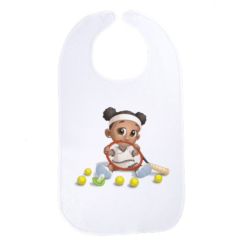 Un jour je serai une joueuse de tennis - Maxi bavoir Bébé - Coton Blanc Un jour je serai une joueuse de tennis - Maxi bavoir Bébé - Coton Blanc