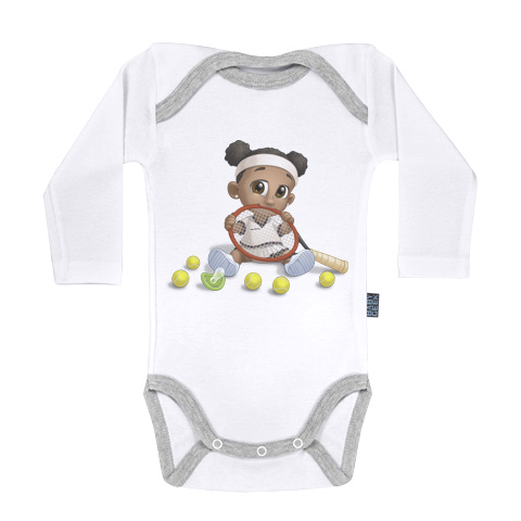 Un jour je serai une joueuse de tennis - Body Bébé manches longues - Coton - Blanc Un jour je serai une joueuse de tennis - Body Bébé manches longues - Coton - Blanc