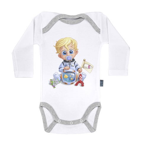 Un jour je serai un astronaute - Body Bébé manches longues - Coton - Blanc Un jour je serai un astronaute - Body Bébé manches longues - Coton - Blanc