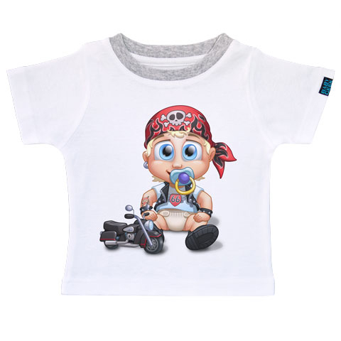 Un jour je serai un biker - T-shirt Enfant manches courtes - Coton - Blanc Un jour je serai un biker - T-shirt Enfant manches courtes - Coton - Blanc