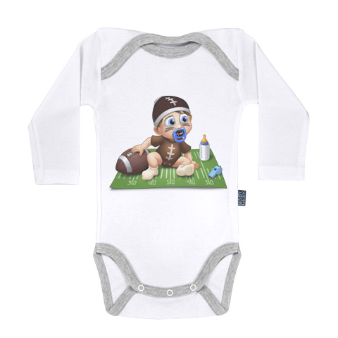 Un jour je serai un joueur de football américain - Body Bébé manches longues - Coton - Blanc Un jour je serai un joueur de football américain - Body Bébé manches longues - Coton - Blanc