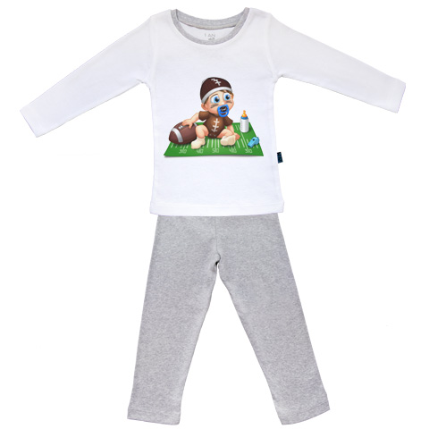 Un jour je serai un joueur de football américain - Pyjama Bébé manches longues - Coton - Gris Chiné Un jour je serai un joueur de football américain - Pyjama Bébé manches longues - Coton - Gris Chiné