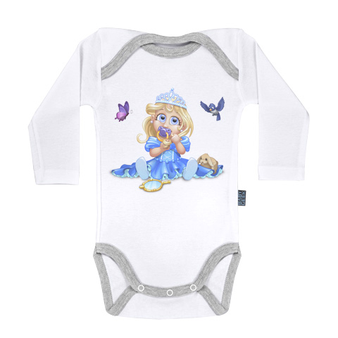 Un jour je serai une princesse - Body Bébé manches longues - Coton - Blanc Un jour je serai une princesse - Body Bébé manches longues - Coton - Blanc