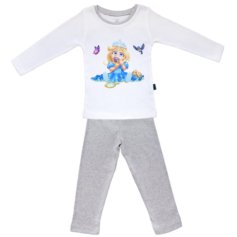 Un jour je serai une princesse - Pyjama Bébé manches longues - Coton - Gris Chiné Un jour je serai une princesse - Pyjama Bébé manches longues - Coton - Gris Chiné