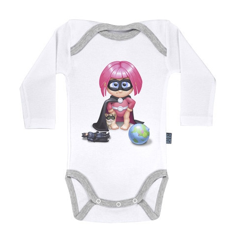 Un jour je serai une super-héroïne - Body Bébé manches longues - Coton - Blanc Un jour je serai une super-héroïne - Body Bébé manches longues - Coton - Blanc