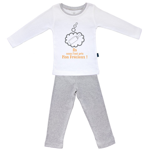 Ils nous l’ont pris, mon précieux ! - Pyjama Bébé manches longues - Coton - Gris Chiné Ils nous l’ont pris, mon précieux ! - Pyjama Bébé manches longues - Coton - Gris Chiné