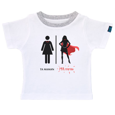 Super-héros - Ma maman - T-shirt Enfant manches courtes - Coton - Blanc