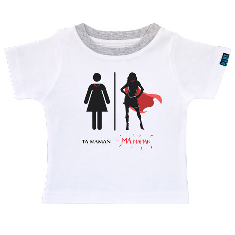 Super-héros - Ma maman - T-shirt Enfant manches courtes - Coton - Blanc Super-héros - Ma maman - T-shirt Enfant manches courtes - Coton - Blanc