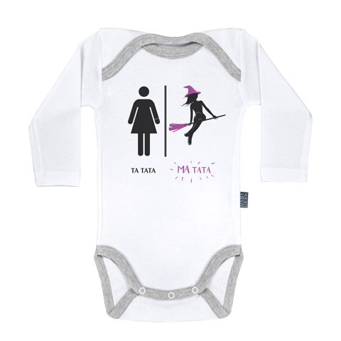 Ma super famille - Ma tata magicienne - Body Bébé manches longues - Coton - Blanc Ma super famille - Ma tata magicienne - Body Bébé manches longues - Coton - Blanc