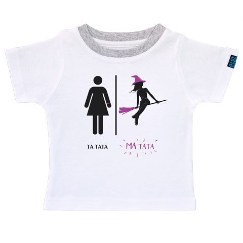 Super-héros - Ma tata - T-shirt Enfant manches courtes - Coton - Blanc Super-héros - Ma tata - T-shirt Enfant manches courtes - Coton - Blanc