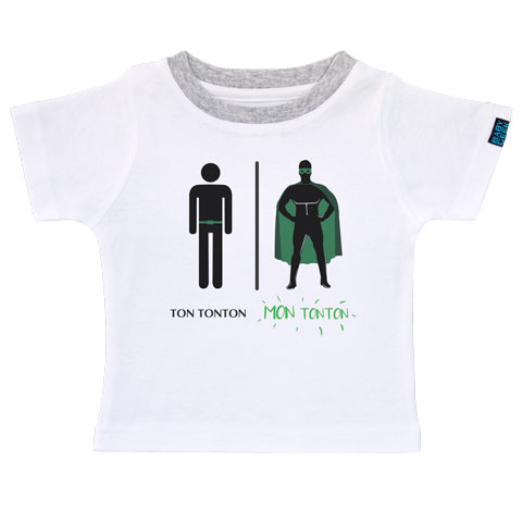 Super-héros - Mon tonton - T-shirt Enfant manches courtes - Coton - Blanc