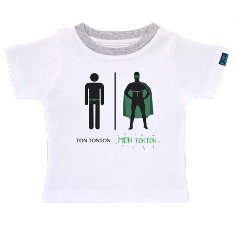 Super-héros - Mon tonton - T-shirt Enfant manches courtes - Coton - Blanc Super-héros - Mon tonton - T-shirt Enfant manches courtes - Coton - Blanc
