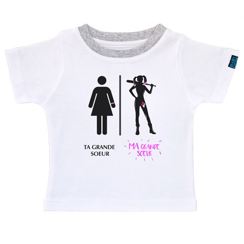 Super-héros - Ma grande soeur - T-shirt Enfant manches courtes - Coton - Blanc Super-héros - Ma grande soeur - T-shirt Enfant manches courtes - Coton - Blanc