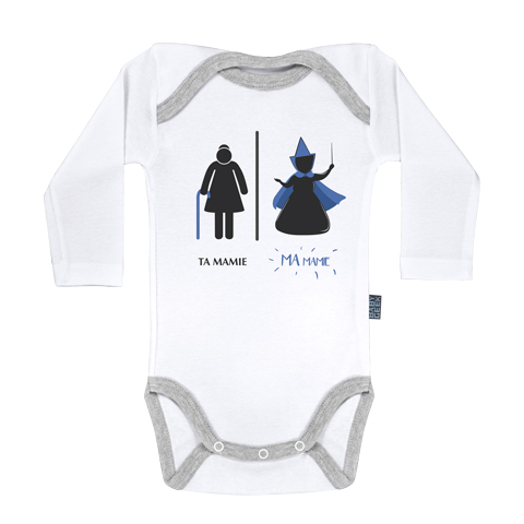 Ma super famille - Ma Mamie la bonne fée - Body Bébé manches longues - Coton - Blanc Ma super famille - Ma Mamie la bonne fée - Body Bébé manches longues - Coton - Blanc