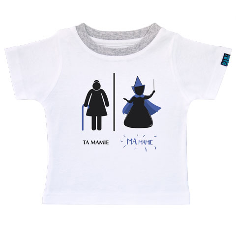 Super-héros - Mamie - T-shirt Enfant manches courtes - Coton - Blanc Super-héros - Mamie - T-shirt Enfant manches courtes - Coton - Blanc
