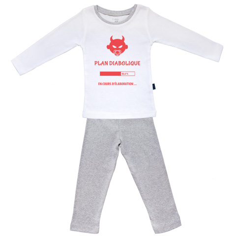 Plan diabolique en cours d’élaboration - Pyjama Bébé manches longues - Coton - Gris Chiné Plan diabolique en cours d’élaboration - Pyjama Bébé manches longues - Coton - Gris Chiné