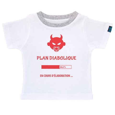 Plan diabolique en cours d’élaboration - T-shirt Enfant manches courtes - Coton - Blanc Plan diabolique en cours d’élaboration - T-shirt Enfant manches courtes - Coton - Blanc