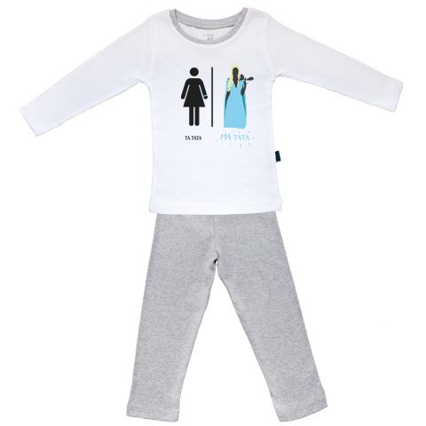 Ma super famille - Ma Tata des dragons - Pyjama Bébé manches longues - Coton - Gris Chiné Ma super famille - Ma Tata des dragons - Pyjama Bébé manches longues - Coton - Gris Chiné