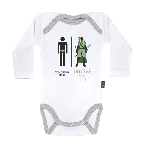 Ma super famille - Mon grand frère elfe - Body Bébé manches longues - Coton - Blanc Ma super famille - Mon grand frère elfe - Body Bébé manches longues - Coton - Blanc