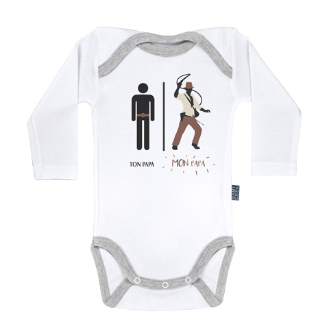 Ma super famille - Mon papa aventurier - Body Bébé manches longues - Coton - Blanc Ma super famille - Mon papa aventurier - Body Bébé manches longues - Coton - Blanc