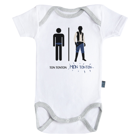 Ma super famille - Mon tonton contrebandier - Body Bébé manches courtes - Coton - Blanc - Coutures grises Ma super famille - Mon tonton contrebandier - Body Bébé manches courtes - Coton - Blanc - Coutures grises
