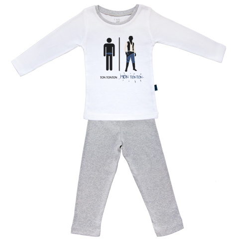 Ma super famille - Mon tonton contrebandier - Pyjama Bébé manches longues - Coton - Gris Chiné Ma super famille - Mon tonton contrebandier - Pyjama Bébé manches longues - Coton - Gris Chiné