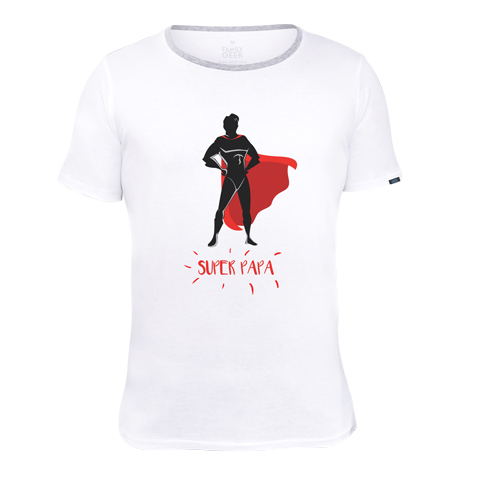 Super Papa - T-shirt - Coton - Blanc Super Papa - T-shirt - Coton - Blanc