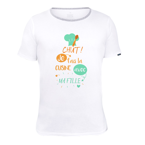 Chut je fais la cuisine avec ma fille - T-shirt Femme - Coton - Blanc Chut je fais la cuisine avec ma fille - T-shirt Femme - Coton - Blanc