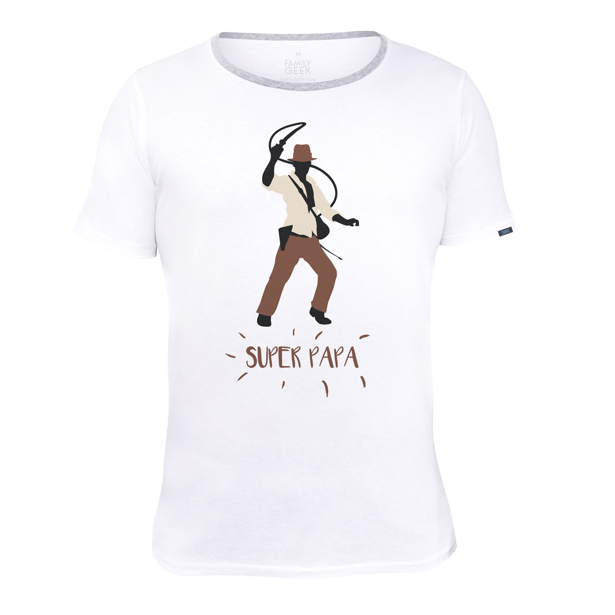 Super Papa aventurier - T-shirt - Coton - Blanc Super Papa aventurier - T-shirt - Coton - Blanc