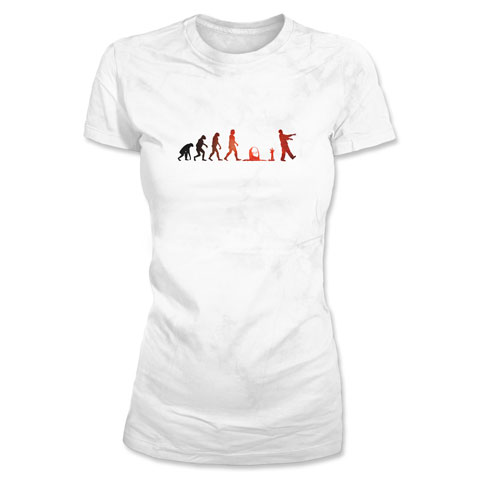 Zombi évolution - T-shirt Femme Coton Blanc Zombi évolution - T-shirt Femme Coton Blanc