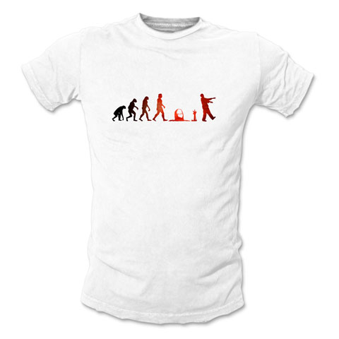 Zombi évolution - T-shirt Homme Coton Blanc Zombi évolution - T-shirt Homme Coton Blanc