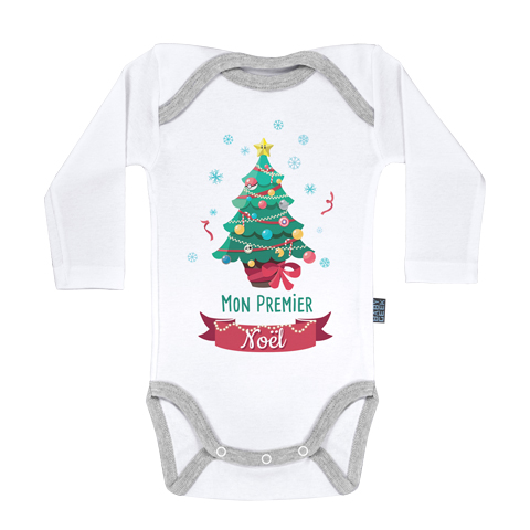 Mon premier Noël - Body Bébé manches longues - Coton - Blanc Mon premier Noël - Body Bébé manches longues - Coton - Blanc