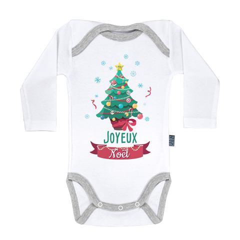 Joyeux Noël - Body Bébé manches longues - Coton - Blanc Joyeux Noël - Body Bébé manches longues - Coton - Blanc