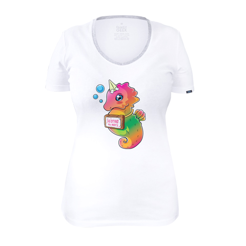 Licorne des mers - T-shirt Femme - Coton - Blanc Licorne des mers - T-shirt Femme - Coton - Blanc