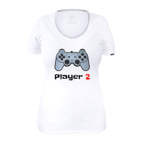 Player 2 - T-shirt Femme - Coton - Blanc