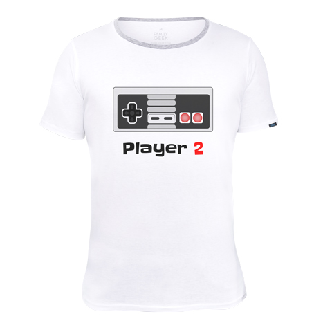 Player 2 retro - T-shirt - Coton - Blanc