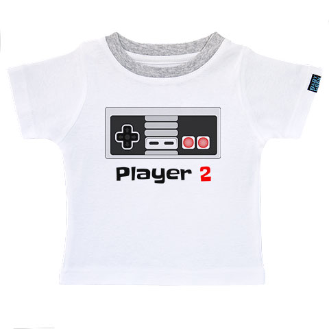 Player 2 rétro - T-shirt Enfant manches courtes -  coton blanc et gris
