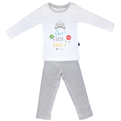 Baby Geek Future gameuse comme Papa et Maman Coutures Grises Parent Body Bébé Manches Courtes Blanc Coton 