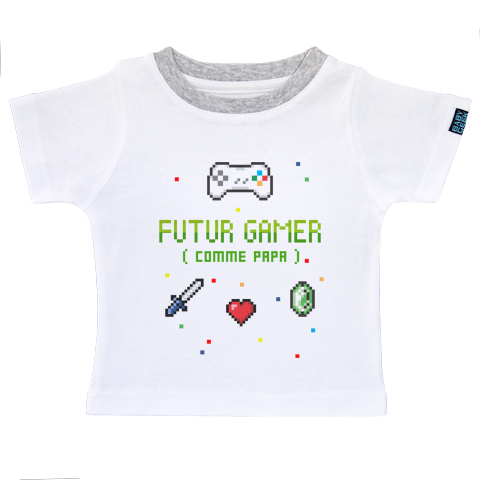 Futur gamer comme papa - T-shirt Enfant manches courtes - Coton - Blanc